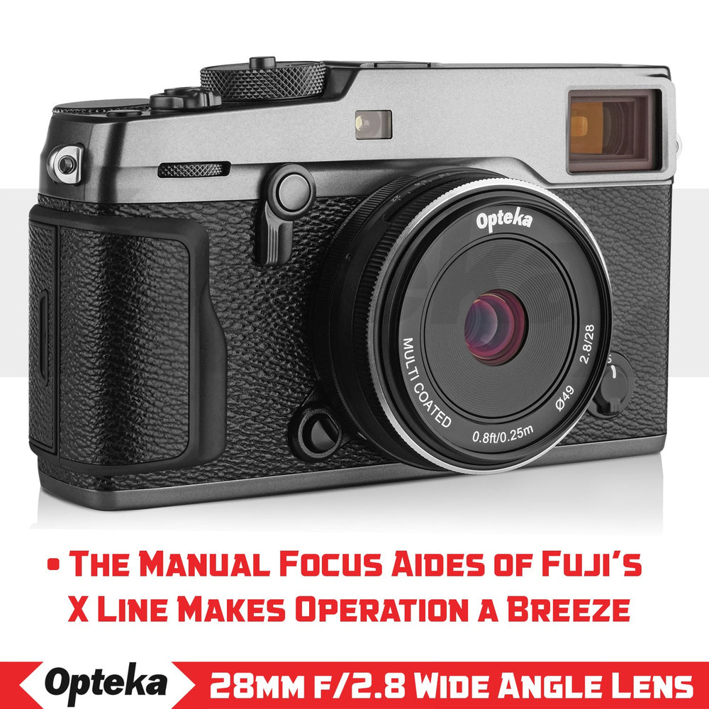 Opteka 28mm f/2.8 HD MC Manual Focus Prime Lens for Fuji X Mount APS-C Digital Cameras