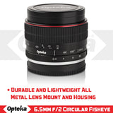 Opteka 6.5mm f/2 HD MC Manual Focus Fisheye Lens for Sony E Mount APS-C Format Digital Cameras