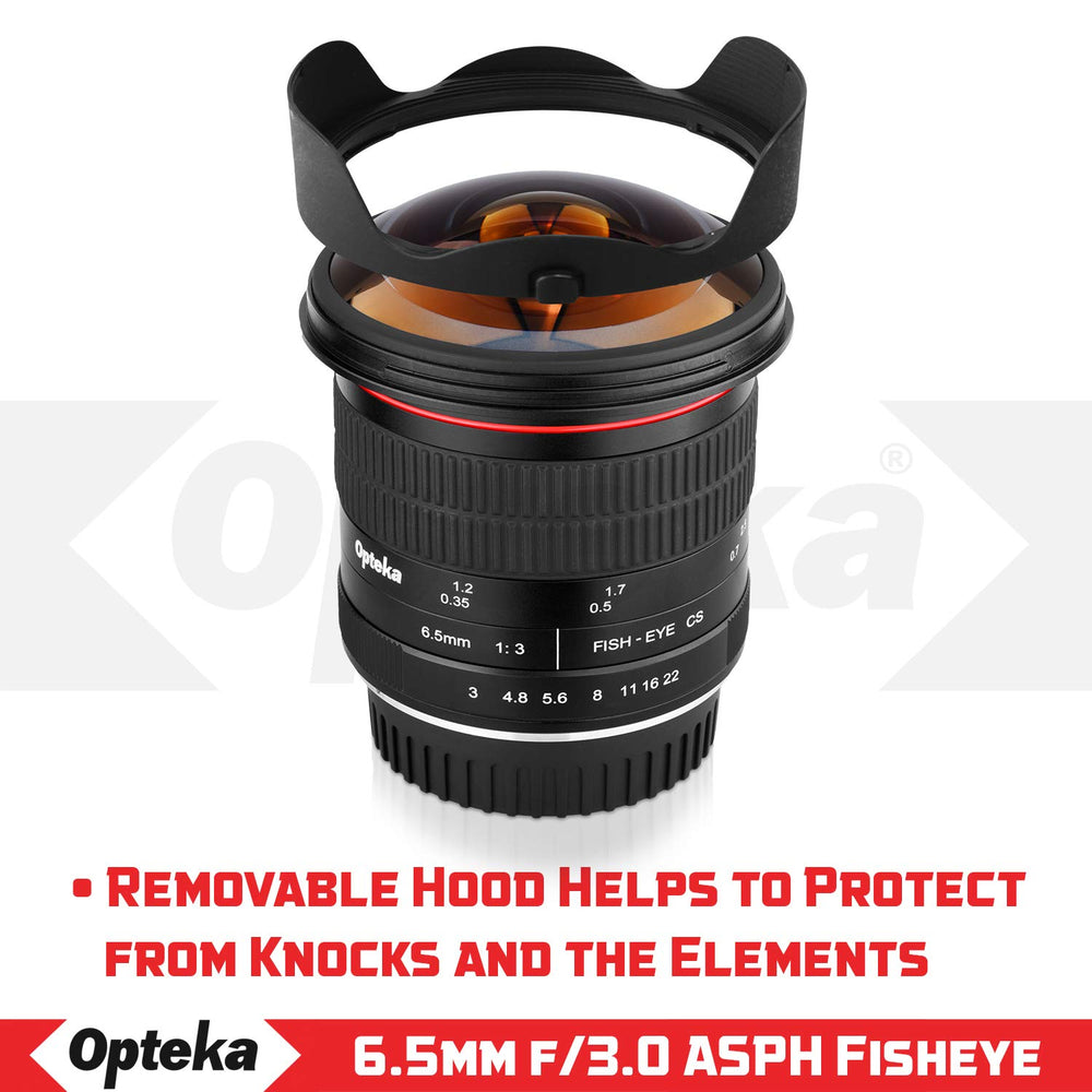 Opteka 6.5mm f/3.0 Ultra Wide Angle Manual Focus Aspherical Fisheye Lens for Canon EOS 80D, 77D, 70D, 60D, 50D, 7D, Rebel T7i, T7s, T6s, T6i, T6, T5i, T5, T4i, T3i, T3, T2i and SL2 DSLR Cameras