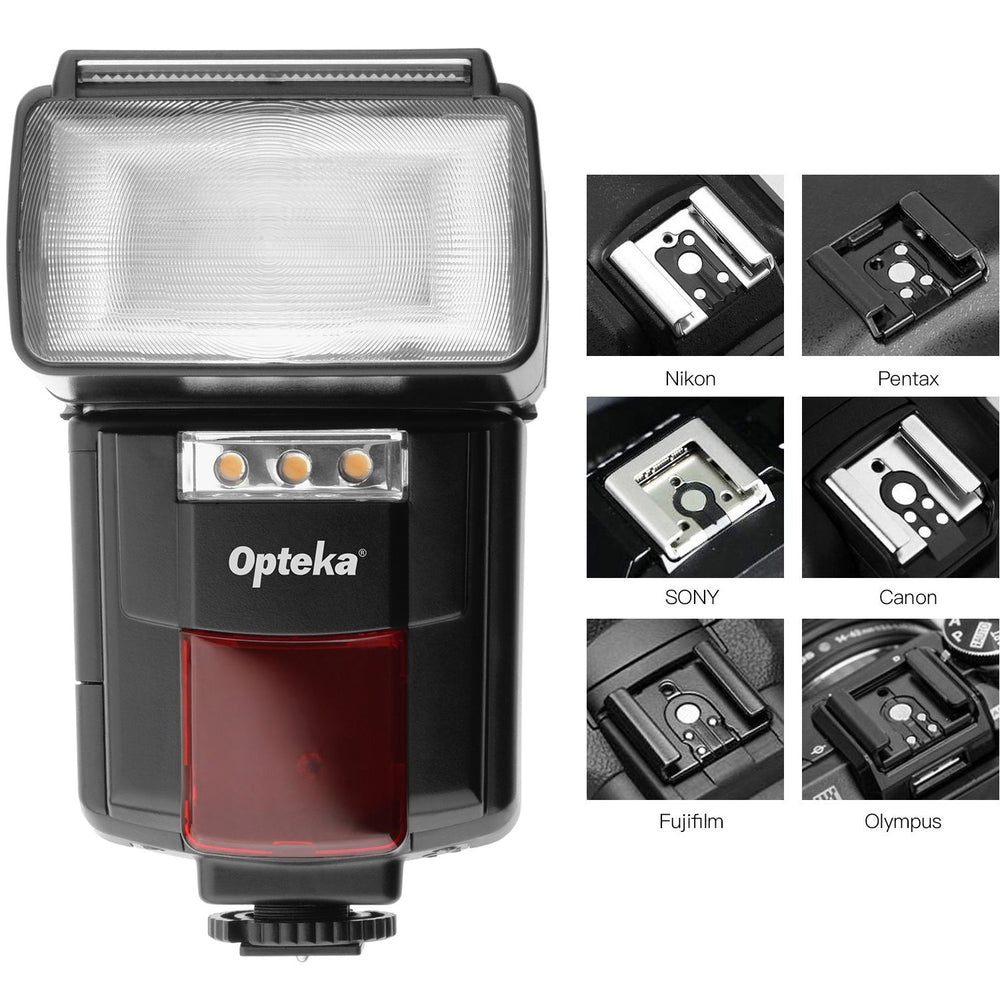 Opteka Flash IF-800 Autofocus Speedlight with Built-In 3-LED Video Light for DSLR Cameras