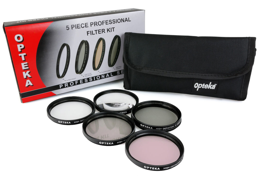 Opteka 52mm 5 Piece High Definition Filter Kit UV, CPL, ND4, Graduated ND + 10x Macro