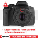 Opteka .35x HD Super Wide Angle Panoramic Macro Fisheye Lens (52MM/58MM/67MM) for Digital SLR Cameras
