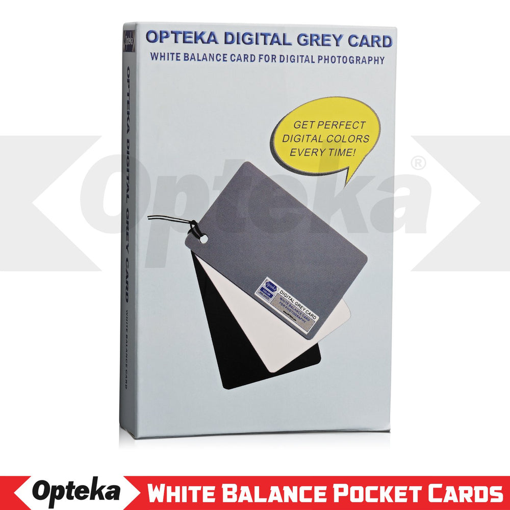 Opteka Pocket-Sized Reference Color & White Balance Grey Card Set With Quick-Release Neck Strap for Digital Photography