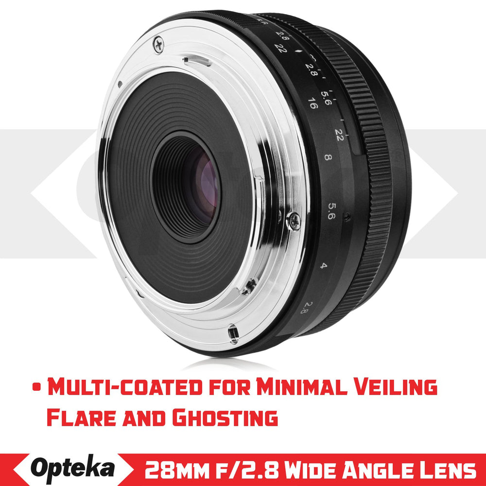 Opteka 28mm f/2.8 HD MC Manual Focus Prime Lens for M43 Mount Digital