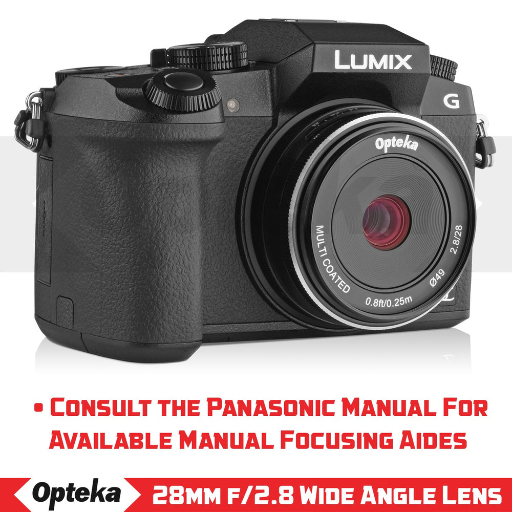 Opteka 28mm f/2.8 HD MC Manual Focus Prime Lens for M43 Mount Digital Cameras