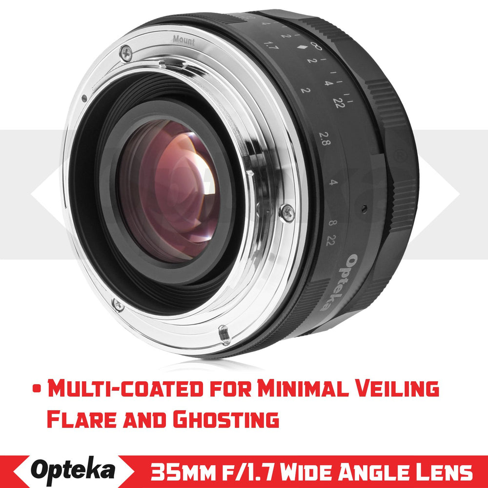 Opteka 35mm f/1.7 HD MC Manual Focus Prime Lens for Fuji X Mount APS-C Digital Cameras