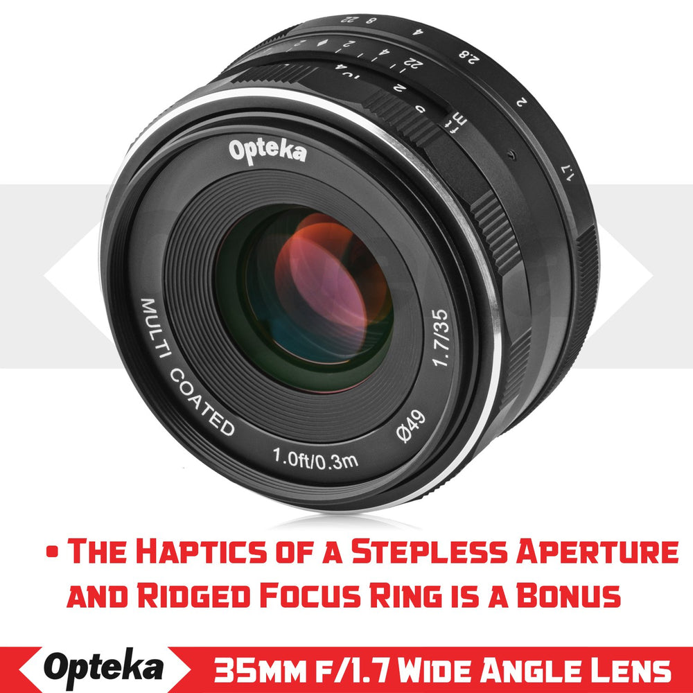 Opteka 35mm f/1.7 HD MC Manual Focus Prime Lens for Fuji X Mount APS-C