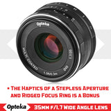 Opteka 35mm f/1.7 HD MC Manual Focus Prime Lens for Canon EOS-M Mount APS-C Digital Cameras