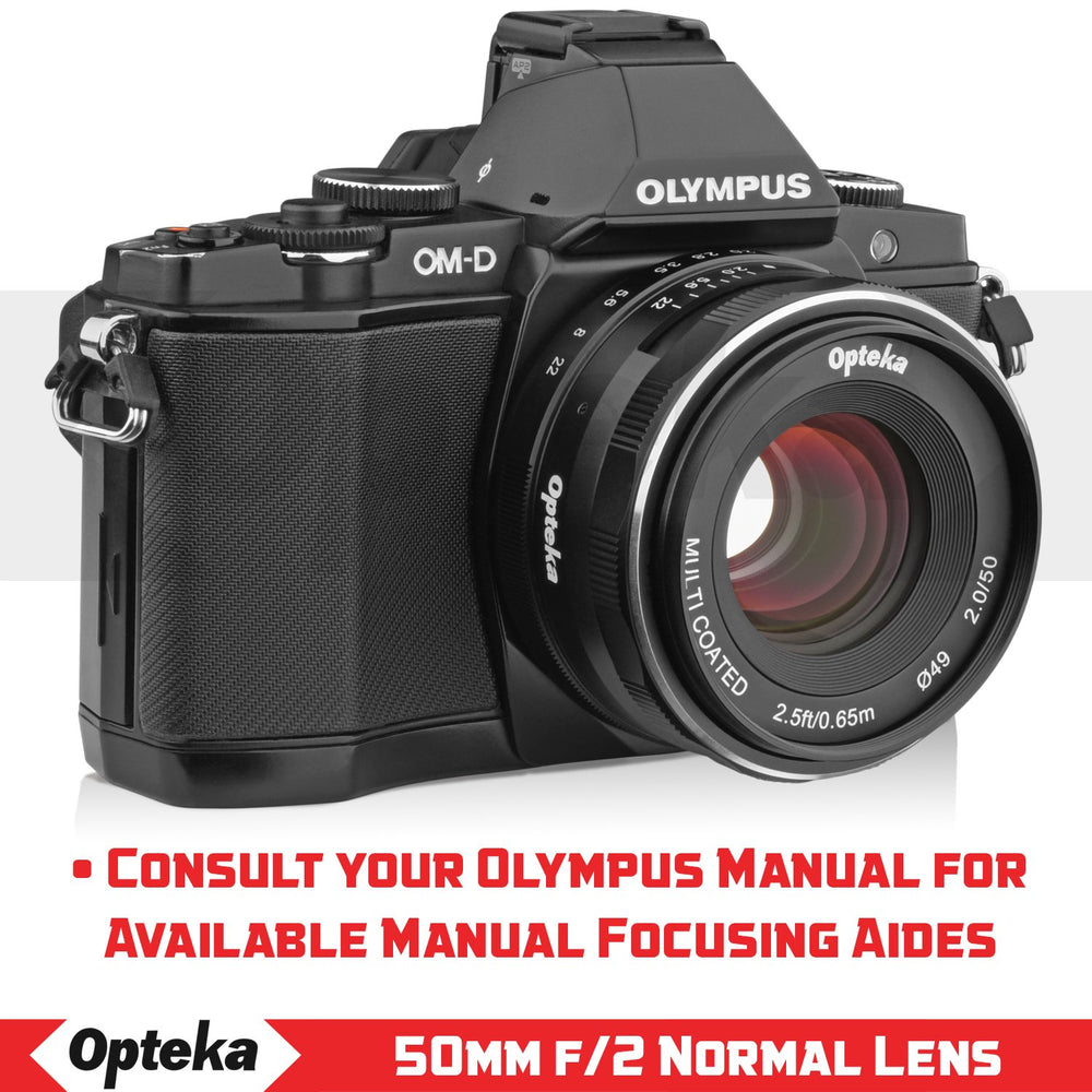 Opteka 50mm f/2.0 HD MC Manual Focus Prime Lens for M43 Mount Digital Cameras