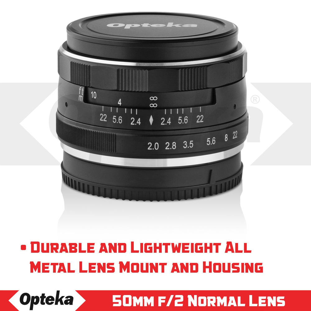 Opteka 50mm f/2.0 HD MC Manual Focus Prime Lens for Fuji X Mount APS-C
