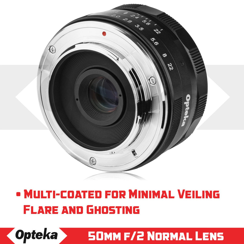 Opteka 50mm f/2.0 HD MC Manual Focus Prime Lens for Sony E Mount APS-C Digital Cameras