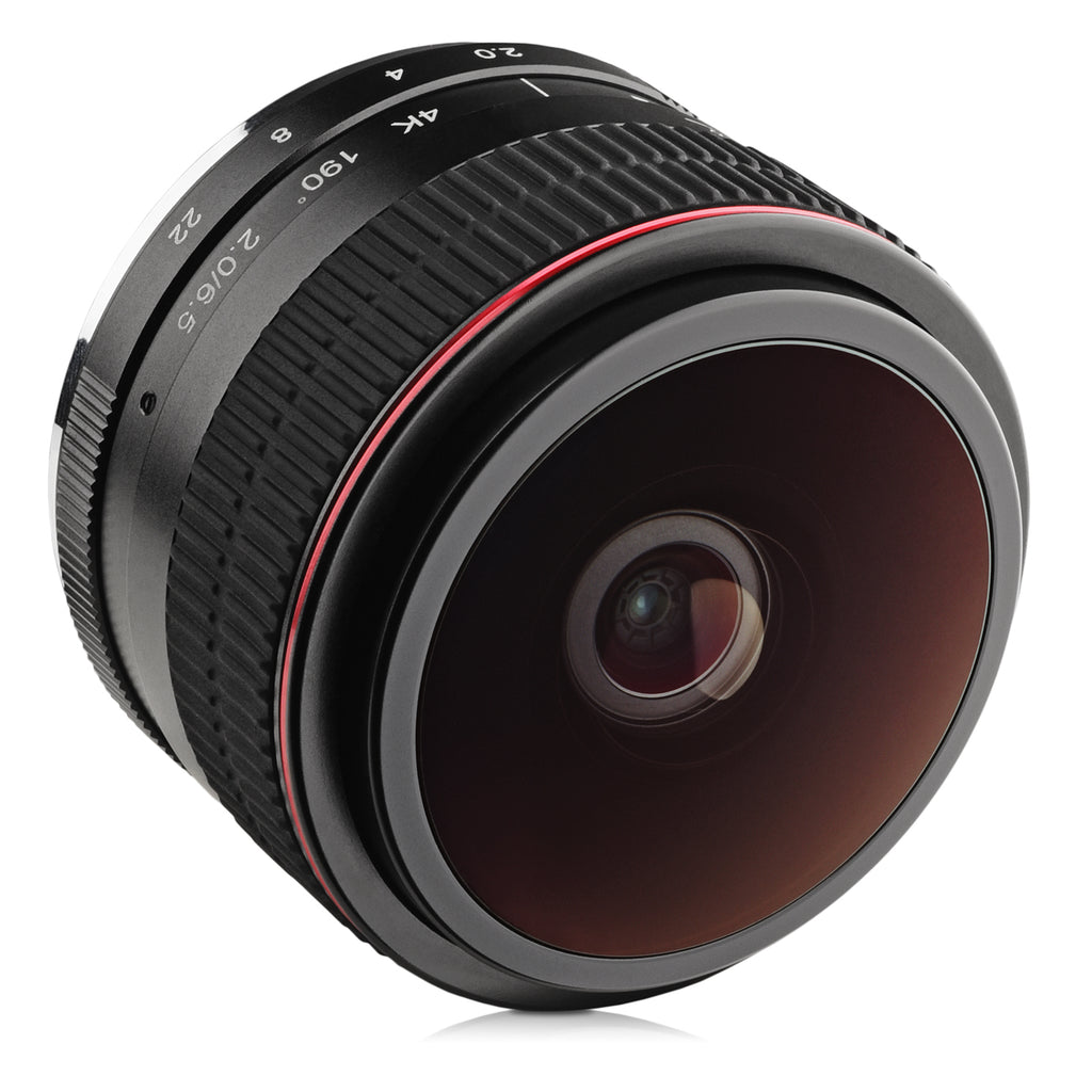 Opteka 6.5mm f/2 HD MC Manual Focus Fisheye Lens for Fuji FX Mount APS
