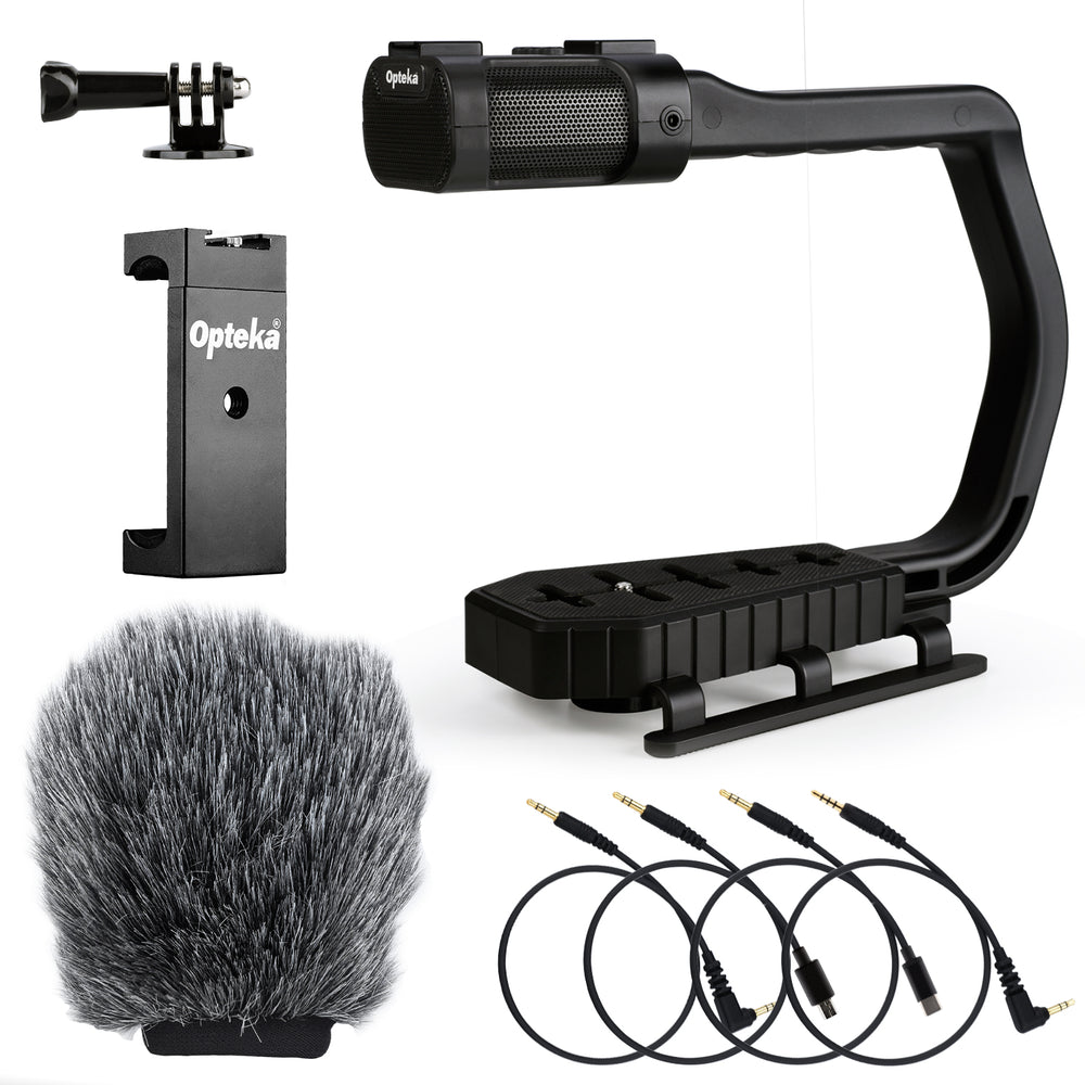 Opteka SoundGrip Cine Handle with Built-In Microphone for DSLR, Camcorders, Action Cameras and Smartphones