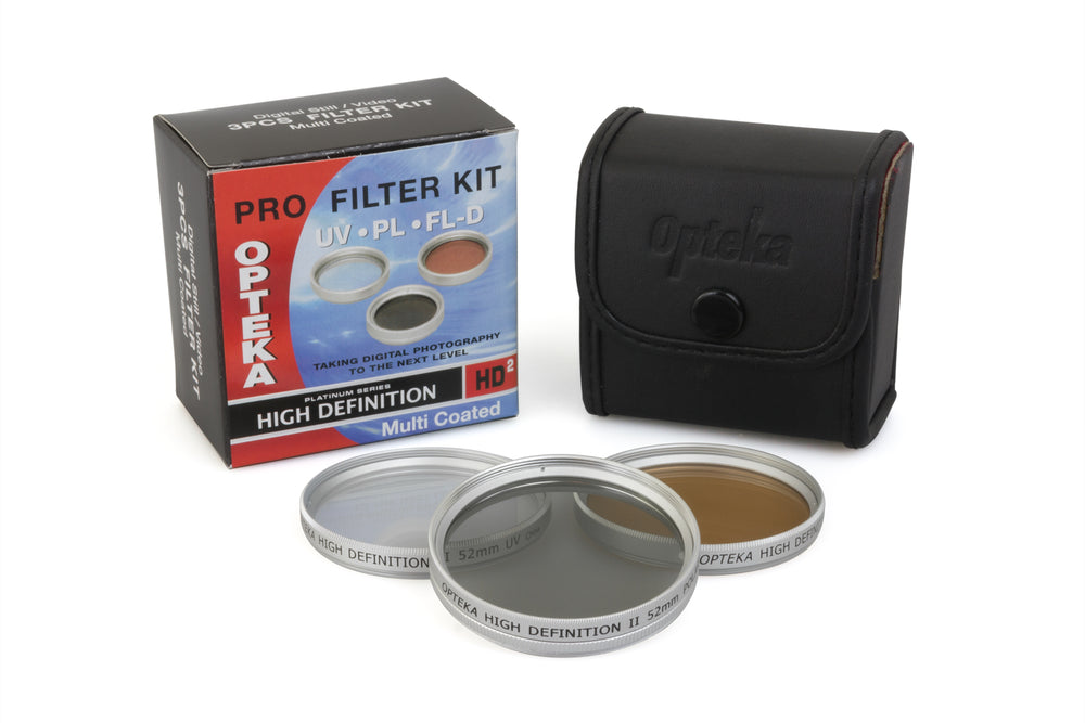 Opteka 55mm High Definition 3 Piece Filter Kit UV,PL,FLD (Sliver)