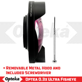 Opteka OPT-SC72FE Titanium Series 72mm 0.3X HD Super Fisheye Lens for Professional Video Camcorders